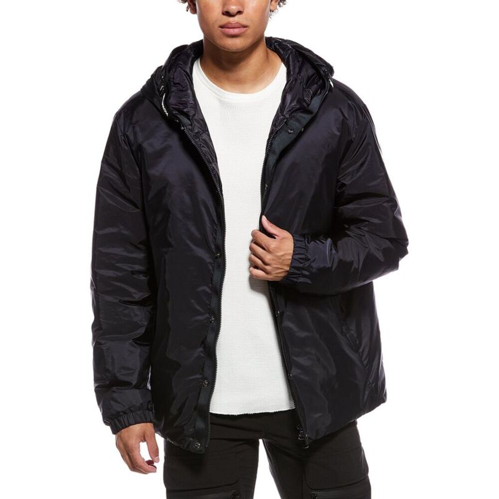 Moncler Mens Logo Patch Hooded Jacket, Navy
